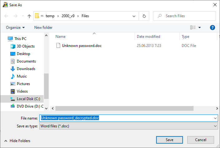 Save decrypted file